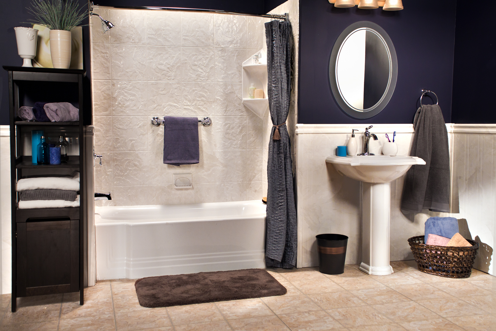 Bath Shower Combo - 12 x 12 Silver White
