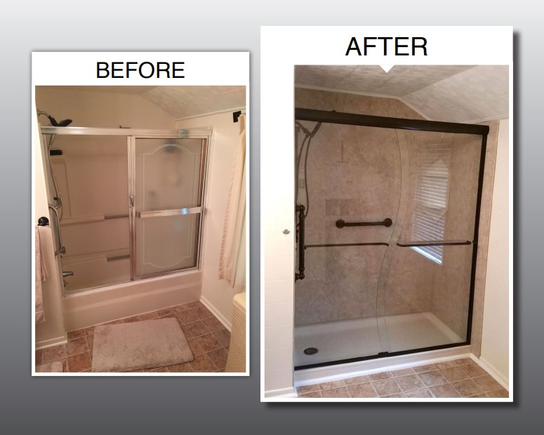 Before and after bathroom remodel by USA Bath — project 1